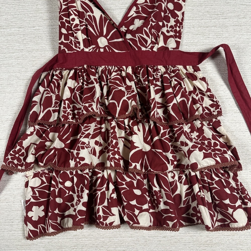Simply EnVogue Floral Ruffle Apron Cottagecore Hostess Retro Kitchen 100% Cotton